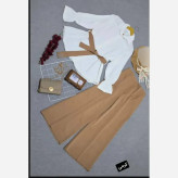 مانتو شلوار پرنسس ابروبادی با شلوار و کمربند مازراتی فری سایز تا 48