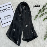 شال حریر کبریتی پاپیونی مشکی وارداتی مجلسی و روزمره قواره 190 در 67