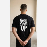 تیشرت مردانه نخ پنبه مشکی طرح Never Give Up
