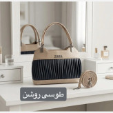 کیف زنانه مجلسی چرم مصنوعی زیپدار با بند بلند