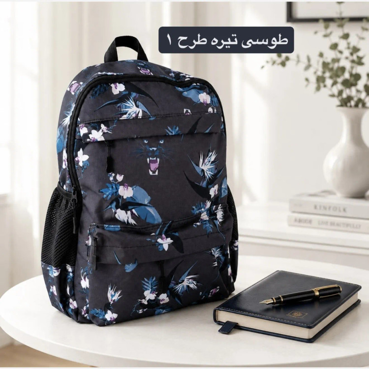 کوله پشتی پارچه ای اسپرت و روزمره سه بنده با آستر ساتن ابعاد 40 در 35 سانتیمتر