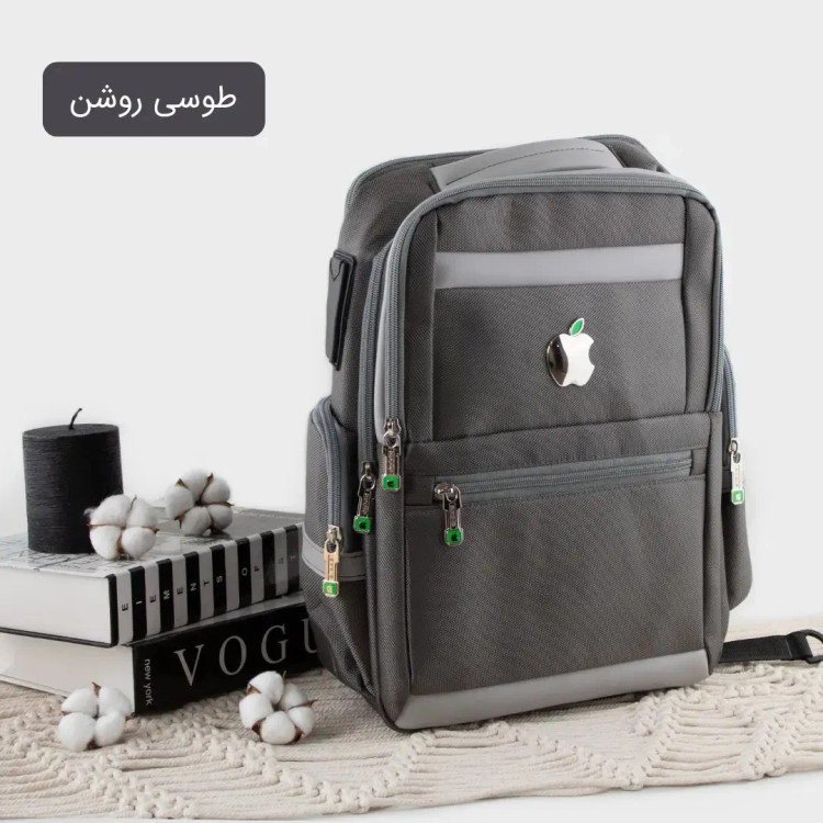 کوله پشتی پارچه ای مدرسه و دانشگاه ابعاد 40 در 30 سانتیمتر با جیب بیرونی