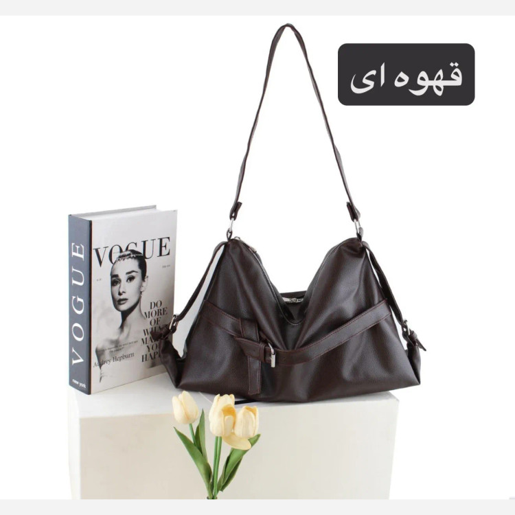 کیف زنانه چرم مصنوعی اسپرت و روزمره زیپدار